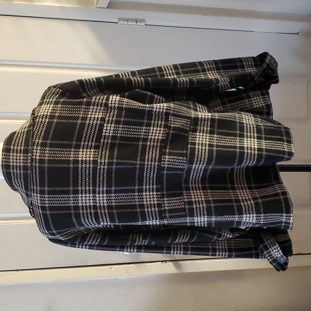 Torrid Black Houndstooth Plaid Double-Breasted Pea Coat - Picture 3 of 12